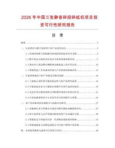 2026年中國三張靜音碎段碎紙機項目投資可行性研究報告