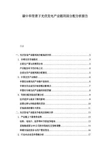 碳中和背景下光伏發(fā)電產(chǎn)業(yè)鏈利潤分配分析報告