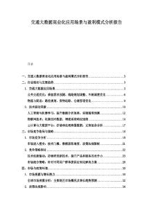 交通大數(shù)據(jù)商業(yè)化應(yīng)用場(chǎng)景與盈利模式分析報(bào)告