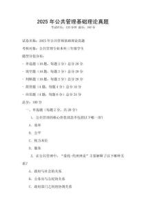 2025年公共管理基礎理論真題