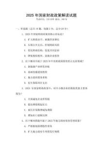 2025年國家財政政策解讀試題