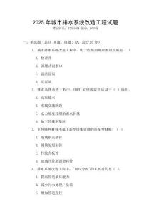 2025年城市排水系統(tǒng)改造工程試題