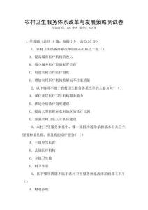 農村衛生服務體系改革與發展策略測試卷