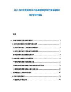 2025海洋工程裝備行業(yè)市場發(fā)展現(xiàn)狀投資方案及政策環(huán)境分析研究報告