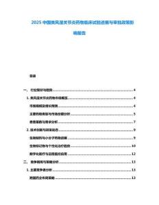 2025中國(guó)類(lèi)風(fēng)濕關(guān)節(jié)炎藥物臨床試驗(yàn)進(jìn)展與審批政策影響報(bào)告