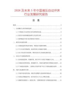 2026及未來5年中國(guó)液壓自動(dòng)沖床行業(yè)發(fā)展研究報(bào)告