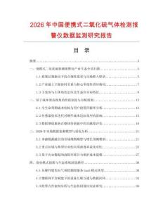 2026年中國便攜式二氧化硫氣體檢測報警儀數據監測研究報告