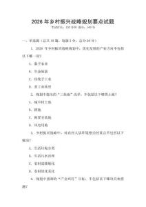 2026年鄉村振興戰略規劃要點試題