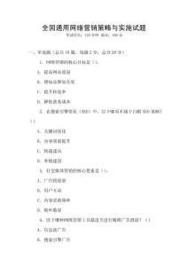 全國通用網絡營銷策略與實施試題