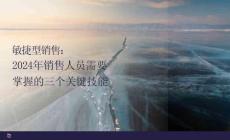 敏捷型銷售2024年銷售人員需要掌握的三個關鍵技能