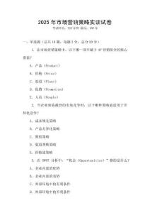 2025年市場營銷策略實訓試卷
