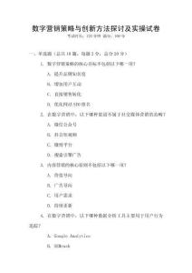 數(shù)字營(yíng)銷(xiāo)策略與創(chuàng)新方法探討及實(shí)操試卷