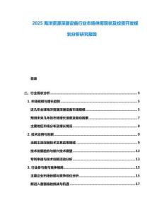 2025海洋資源深潛設(shè)備行業(yè)市場供需現(xiàn)狀及投資開發(fā)規(guī)劃分析研究報(bào)告