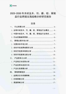 2025-2030年木材及木、竹、藤、棕、草制品行業跨境出海戰略分析研究報告