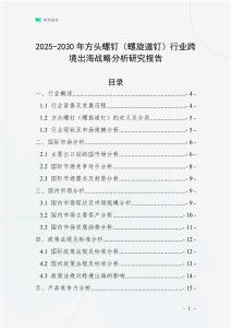 2025-2030年方頭螺釘（螺旋道釘）行業(yè)跨境出海戰(zhàn)略分析研究報(bào)告