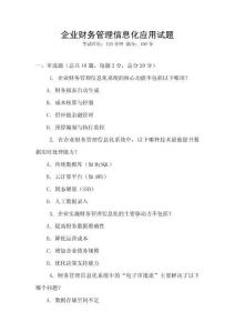 企業(yè)財務管理信息化應用試題