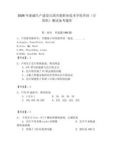 2026年新疆生產(chǎn)建設(shè)兵團興新職業(yè)技術(shù)學院單招（計算機）測試備考題庫（奪冠系列）