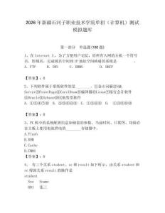 2026年新疆石河子職業技術學院單招（計算機）測試模擬題庫有答案