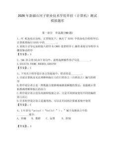 2026年新疆石河子職業技術學院單招（計算機）測試模擬題庫（名校卷）