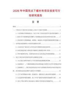 2026年中國雙點下垂襯布項目投資可行性研究報告