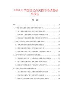 2026年中國自動點(diǎn)火器市場調(diào)查研究報告