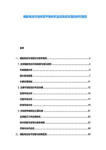 儲(chǔ)能電池市場供需平衡研究及投資成本規(guī)劃研究報(bào)告