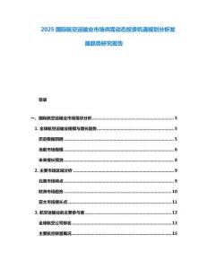 2025國際航空運(yùn)輸業(yè)市場供需動(dòng)態(tài)投資機(jī)遇規(guī)劃分析發(fā)展趨勢研究報(bào)告