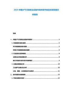 2025中国大气污染防治设备市场供需平衡及投资回报分析报告