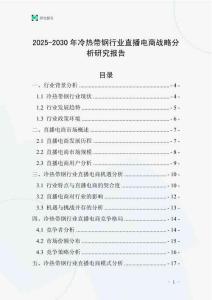 2025-2030年冷熱帶鋼行業直播電商戰略分析研究報告