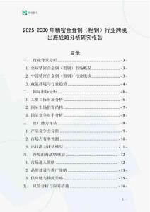 2025-2030年精密合金鋼（粗鋼）行業跨境出海戰略分析研究報告