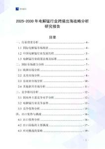 2025-2030年電解錳行業跨境出海戰略分析研究報告