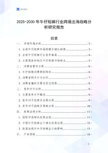2025-2030年牛仔短褲行業(yè)跨境出海戰(zhàn)略分析研究報告