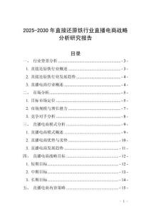 2025-2030年直接還原鐵行業直播電商戰略分析研究報告