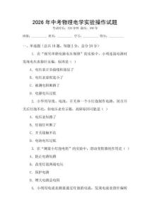 2026年中考物理电学实验操作试题