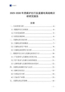 2025-2030年燃煤爐灶行業直播電商戰略分析研究報告