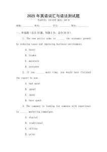 2025年英语词汇与语法测试题