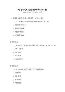 电子商务运营策略考试试卷