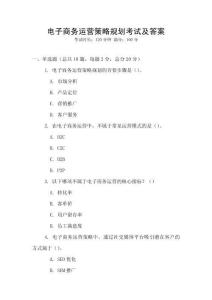 电子商务运营策略规划考试及答案