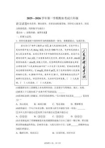 2025-2026學年河南省洛陽市嵩縣統編版六年級上冊期末考試語文試卷【含答案解析】