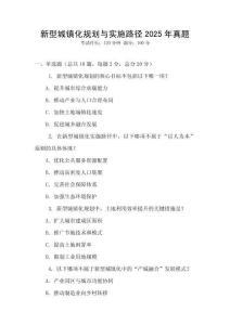 新型城鎮化規劃與實施路徑2025年真題