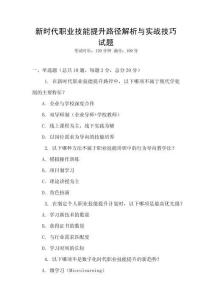 新時代職業技能提升路徑解析與實戰技巧試題
