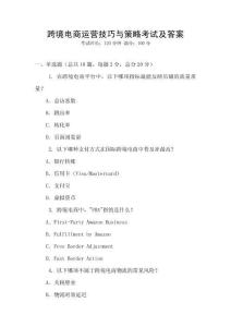 跨境电商运营技巧与策略考试及答案