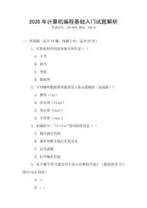 2026年計算機編程基礎入門試題解析