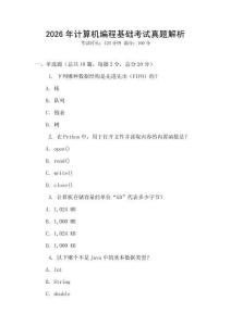 2026年計算機編程基礎考試真題解析