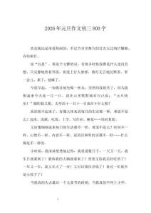 2026年元旦作文初三800字