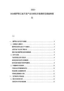 2025-2030俄羅斯石油開采產業全球化市場調研發展趨勢報告