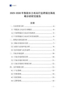 2025-2030年智能水力電站行業(yè)跨境出海戰(zhàn)略分析研究報(bào)告