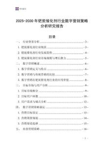 2025-2030年鈀炭催化劑行業(yè)數(shù)字營銷策略分析研究報告