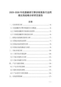 2025-2030年機(jī)器翻譯引擎訓(xùn)練服務(wù)行業(yè)跨境出海戰(zhàn)略分析研究報(bào)告