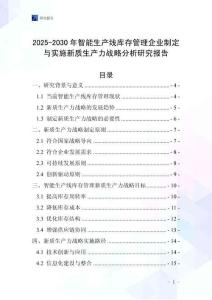 2025-2030年智能生產線庫存管理企業制定與實施新質生產力戰略分析研究報告